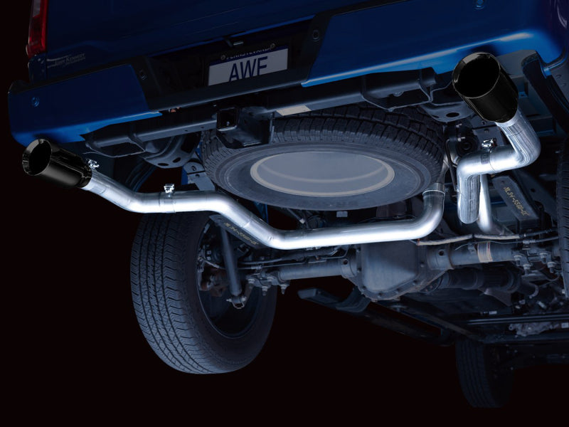 AWE Tuning 0FG 21+ Ford F150 Dual Split Rear Cat-Back Exhaust- 5in Diamond Black Tips