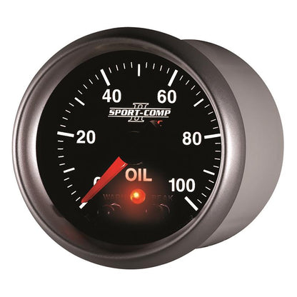 Autometer Sport-Comp II 52.4mm 0-100 PSI Oil Pressure Peak & Warn w/ Electronic Control Gauge