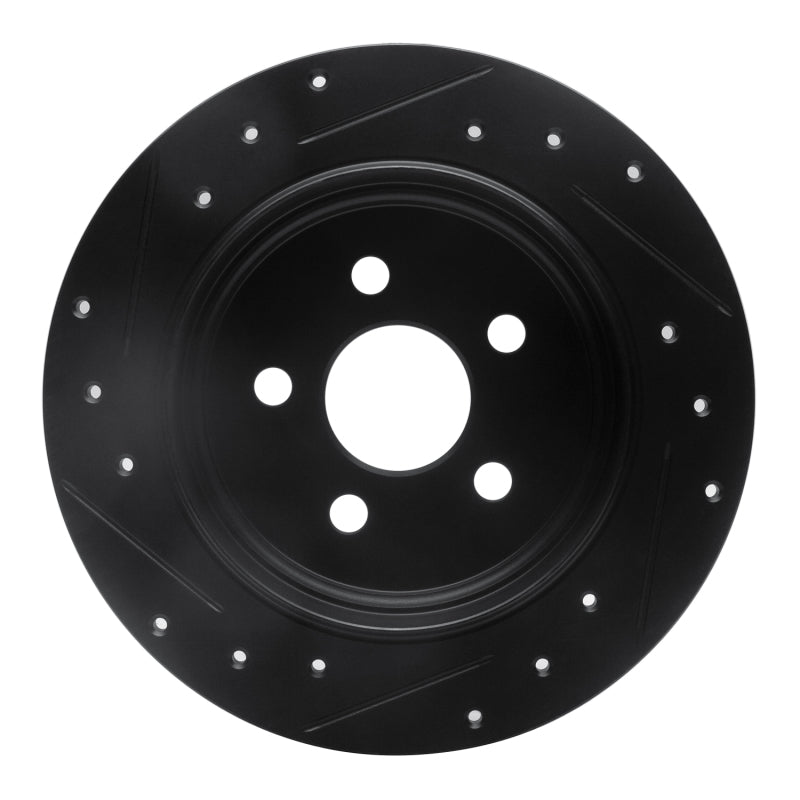 R1 Concepts R1 03-10 Chrysler PT Cruiser Rear Right Drilled & Slotted Black Brake Rotor