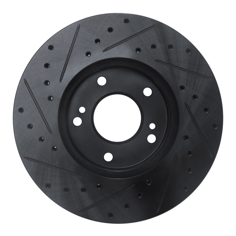 R1 Concepts R1 89-96 Nissan 300ZX Front Right Drilled & Slotted Black Brake Rotor
