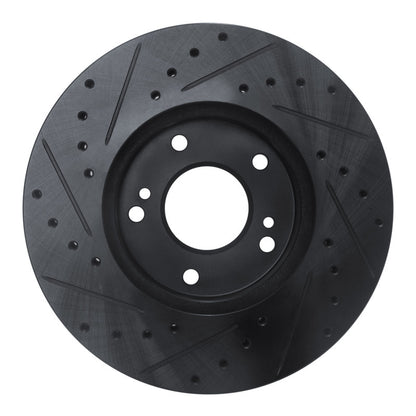 R1 Concepts R1 89-96 Nissan 300ZX Front Right Drilled & Slotted Black Brake Rotor