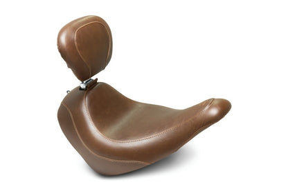 Mustang Motorcycle Mustang 18-21 Harley Low Rider, Sport Glide Wide Tripper Solo Seat w/Driver Backrest - Brown