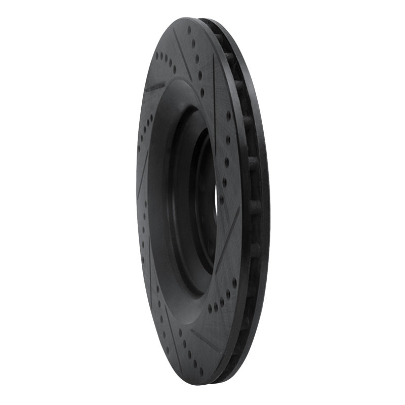 R1 Concepts R1 05-11 Audi A6 Quattro Rear Left Drilled & Slotted Black Brake Rotor