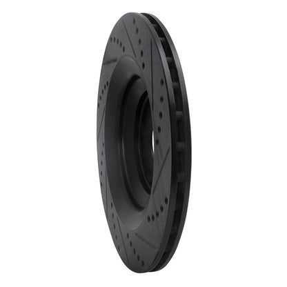 R1 Concepts R1 05-11 Audi A6 Quattro Rear Left Drilled & Slotted Black Brake Rotor