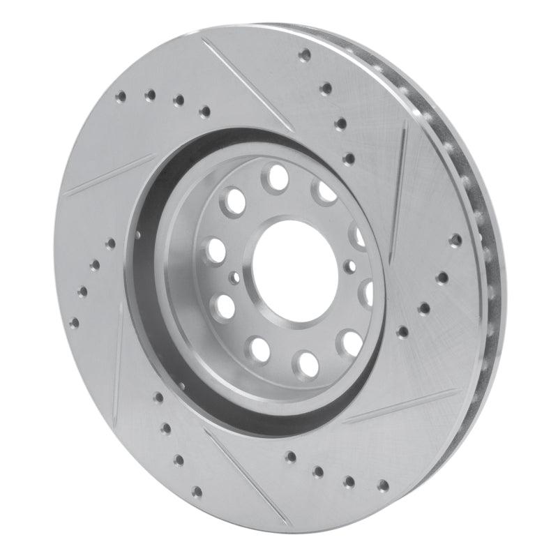 R1 Concepts R1 93-98 Toyota Supra Front Left Drilled & Slotted Silver Brake Rotor
