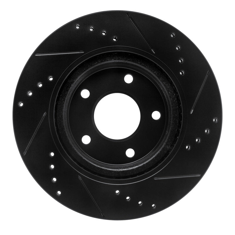 R1 Concepts R1 11-19 Nissan Sentra Front Left Drilled & Slotted Black Brake Rotor