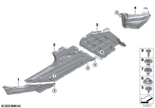 Genuine BMW 51758082068 G87 M2 Underbody Paneling, Tank Right