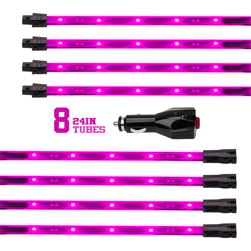 XKGLOW XK Glow Tube Single Color Underglow LED Accent Light Car/Truck Kit Pink - 8x24In