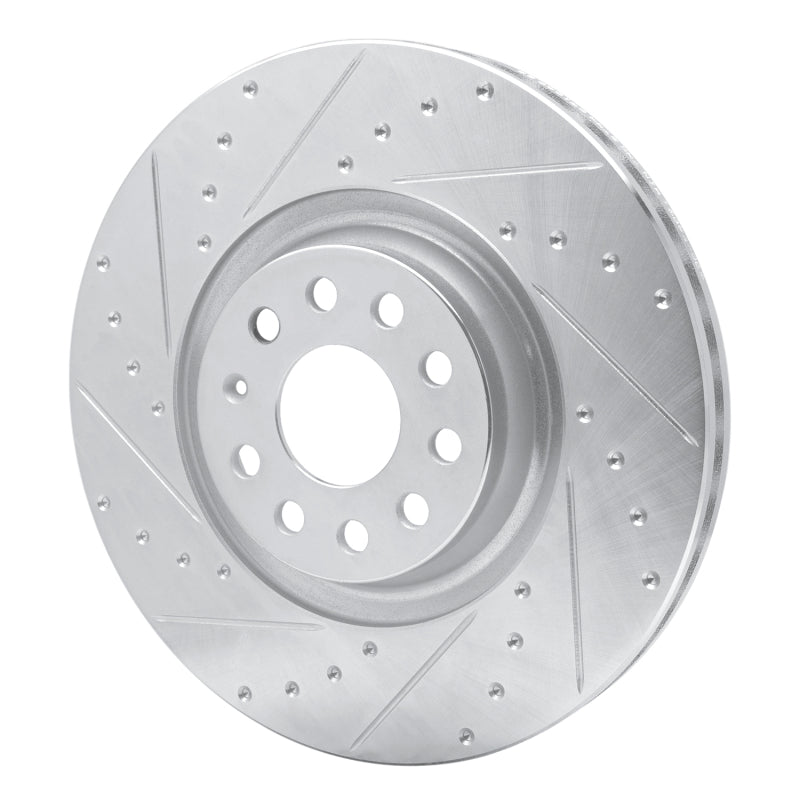R1 Concepts R1 2012-2025 Audi S3 (USA/Canada) Front Left Drilled & Slotted Silver Brake Rotor