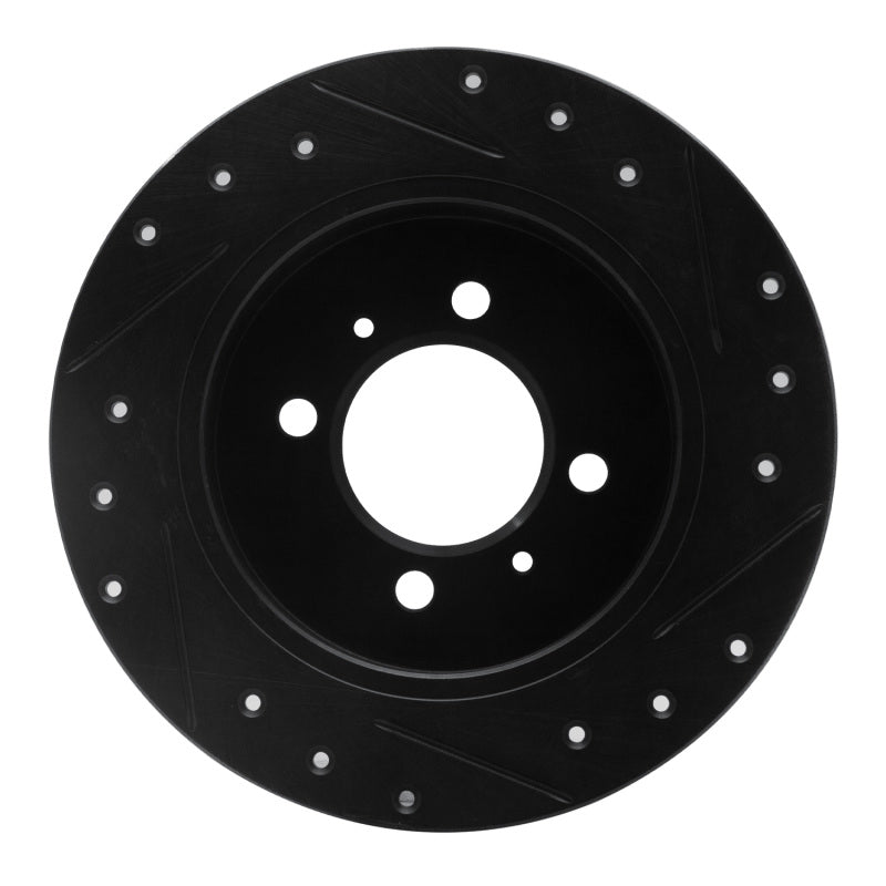 R1 Concepts R1 91-94 Nissan Sentra Rear Left Drilled & Slotted Black Brake Rotor