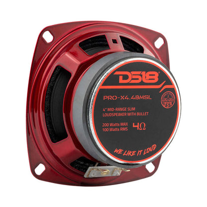 DS18 4in 100 Watts RMS 4 ohm Mid-Range Bullet Shallow Loudspeaker
