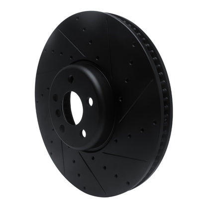 R1 Concepts R1 16-25 BMW i7 Right Front Drilled & Slotted Black Brake Rotor