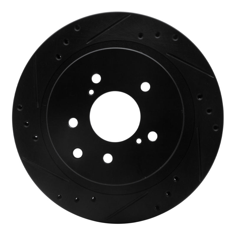 R1 Concepts R1 89-96 Nissan 300ZX Rear Left Drilled & Slotted Black Brake Rotor