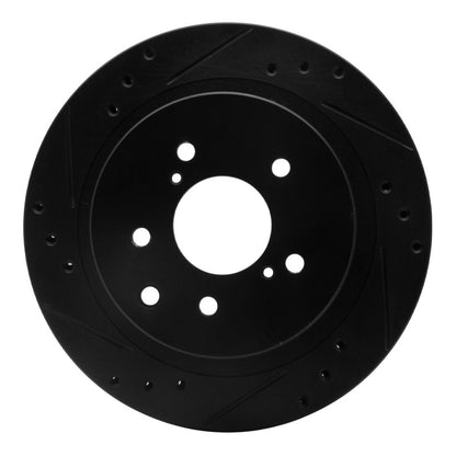 R1 Concepts R1 89-96 Nissan 300ZX Rear Left Drilled & Slotted Black Brake Rotor