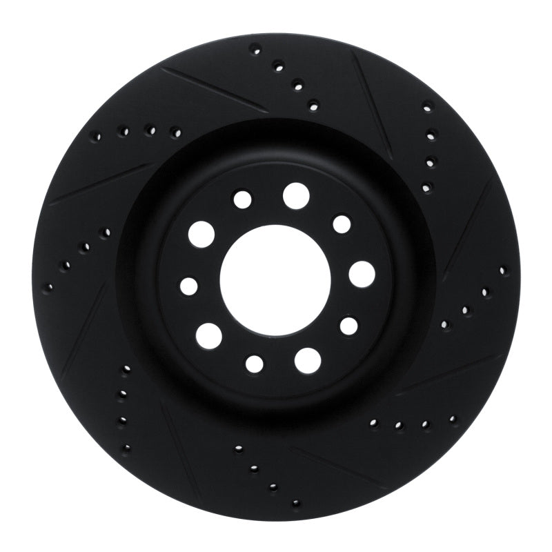R1 Concepts R1 2017-2025 Alfa Romeo Stelvio Rear Right Drilled & Slotted Black Brake Rotor