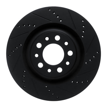 R1 Concepts R1 2017-2025 Alfa Romeo Stelvio Rear Right Drilled & Slotted Black Brake Rotor
