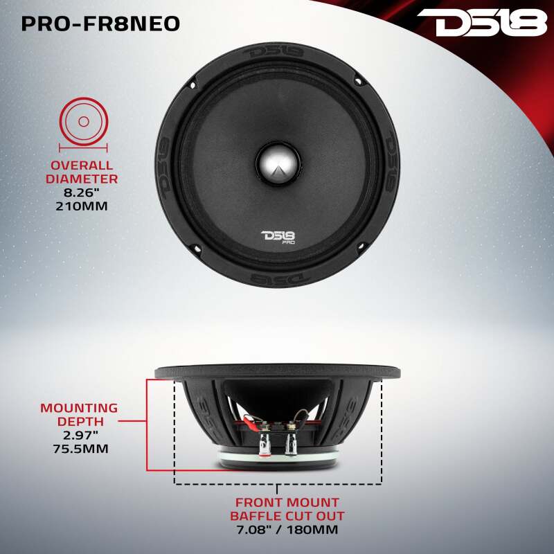 DS18 8in 250 Watts RMS 4 ohm Neodymium Full Range Loudspeaker