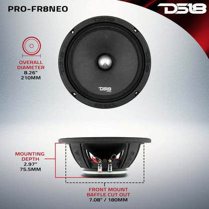 DS18 8in 250 Watts RMS 4 ohm Neodymium Full Range Loudspeaker