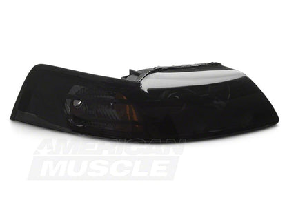 Raxiom 99-04 Ford Mustang Axial Series Projector Headlights- Black Housing (Smoked Lens)