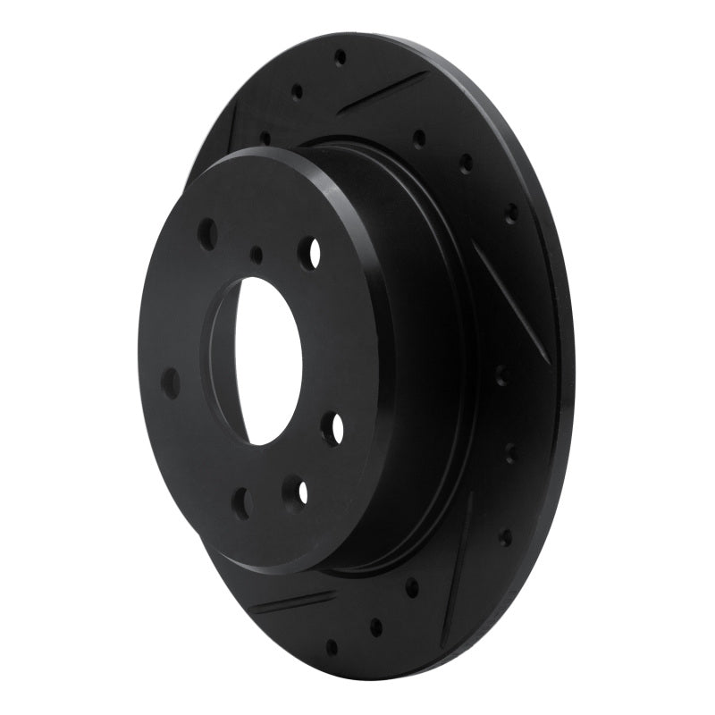 R1 Concepts R1 89-91 Mazda RX-7 Rear Left Drilled & Slotted Black Brake Rotor