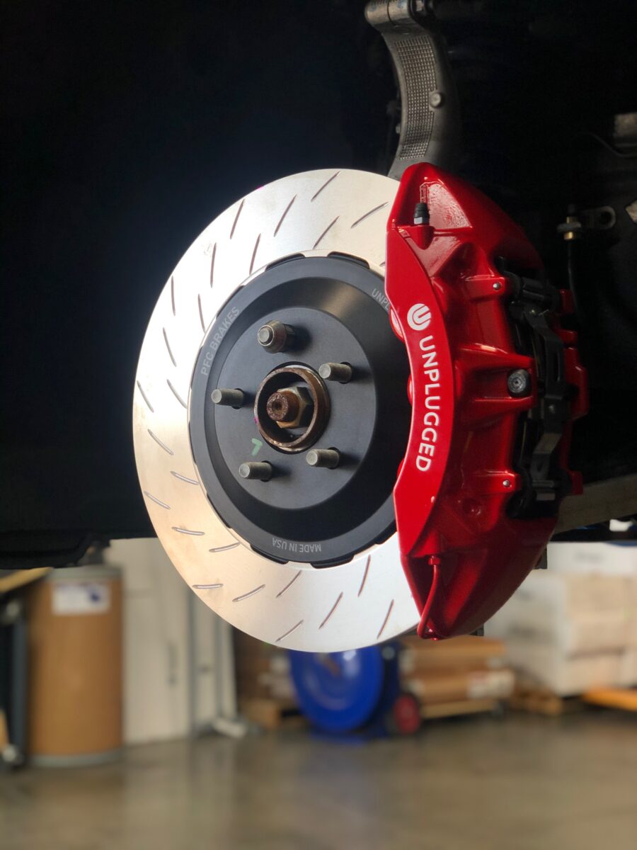 UNPLUGGED PERFORMANCE UP-M3MY-317-4.1 FRONT BIG BRAKE 6 PISTON KIT, UP X PFC 394MM IRON ROTORS, RACE PADS FOR TESLA MODEL 3 / Y