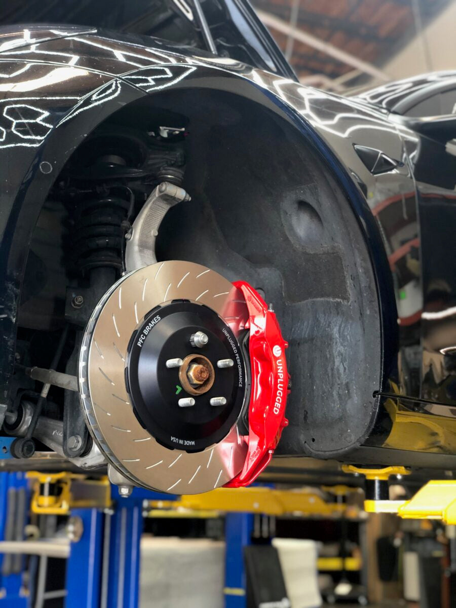 UNPLUGGED PERFORMANCE UP-M3MY-317-3.1 FRONT BIG BRAKE 6 PISTON KIT, UP X PFC 394MM IRON ROTORS, STREET PADS FOR TESLA MODEL 3 / Y