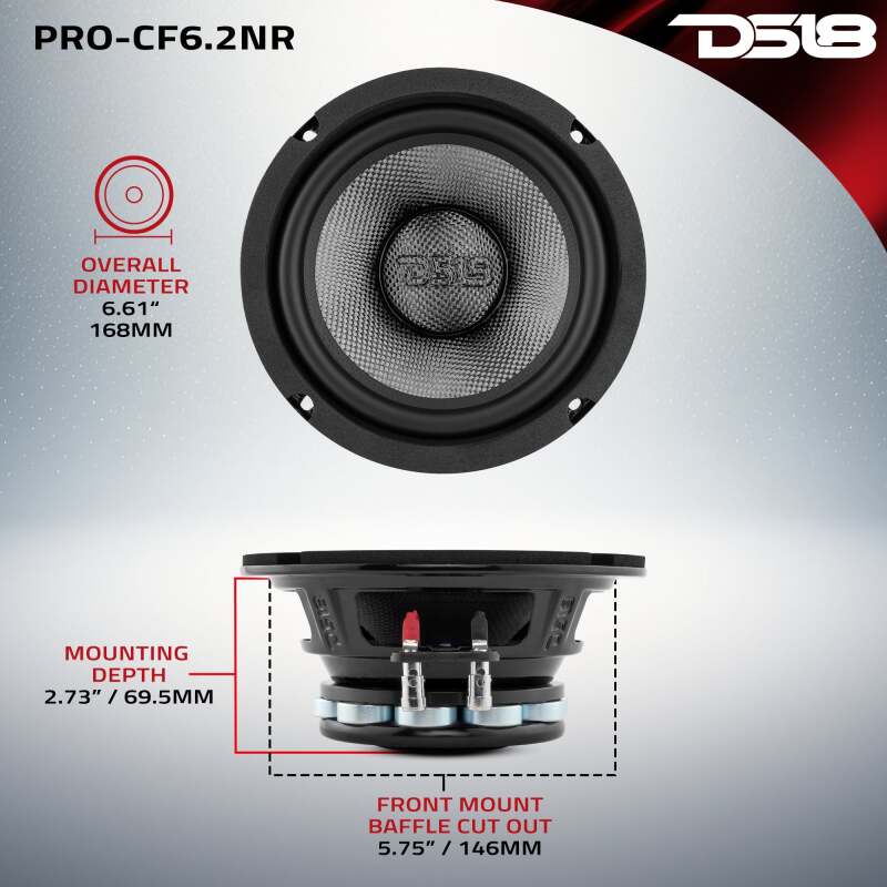 DS18 6.5in 250 Watts RMS 2 ohm Mid-Bass Loudspeaker Neodymium