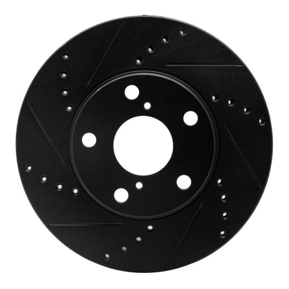 R1 Concepts R1 01-05 Toyota RAV4 Front Left Drilled & Slotted Black Brake Rotor