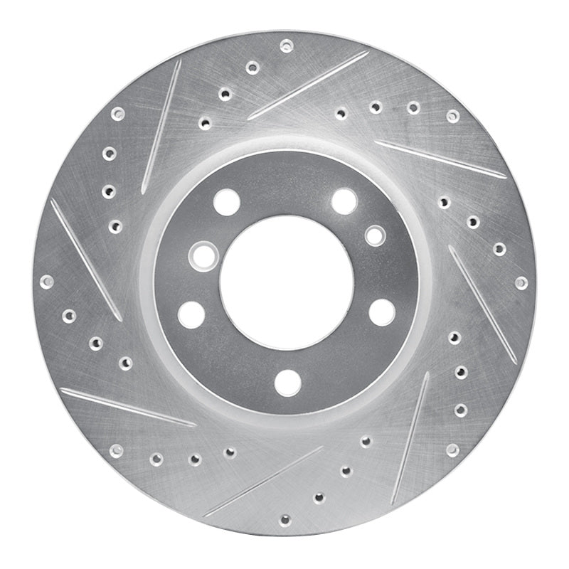 R1 Concepts R1 93-97 BMW 850CI Front Left Drilled & Slotted Silver Brake Rotor