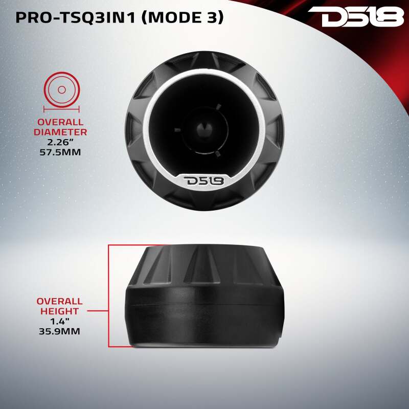 DS18 3in Surface Flush Angle High Comp Neodymium Super Bullet Twtr 100 Watts RMS 1in Almnm Vc 4 ohm