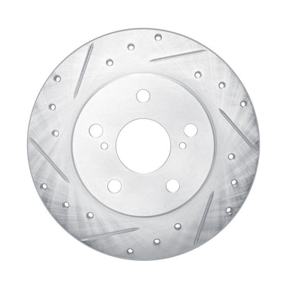R1 Concepts R1 08-18 Pontiac Vibe Rear Left Drilled & Slotted Silver Brake Rotor