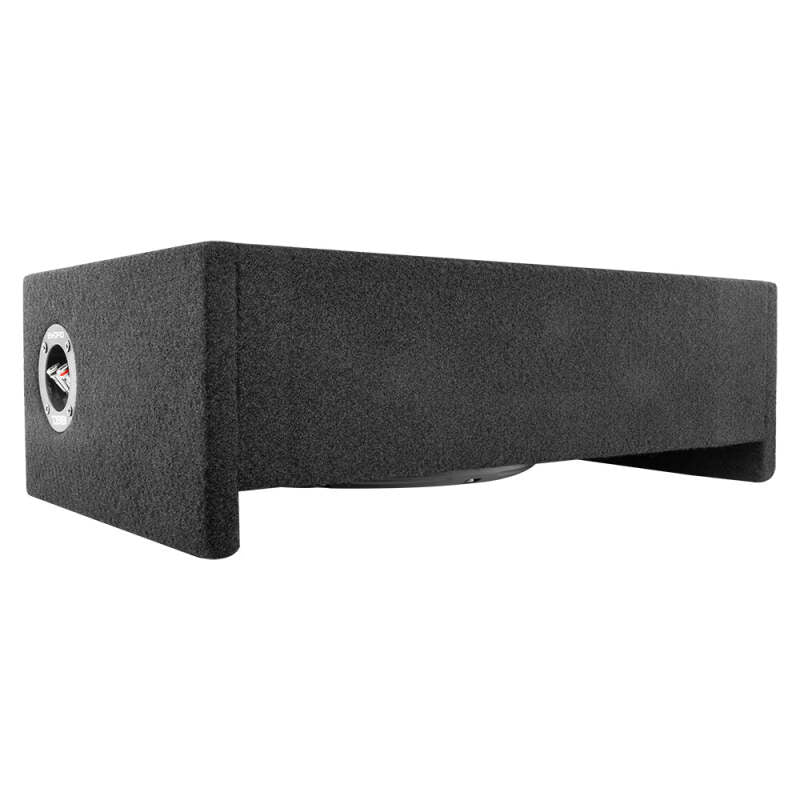 DS18 Single 10in Shallow Subwoofer and Enclosure 300 Watts RMS Downfiring Sealed Black Carpet