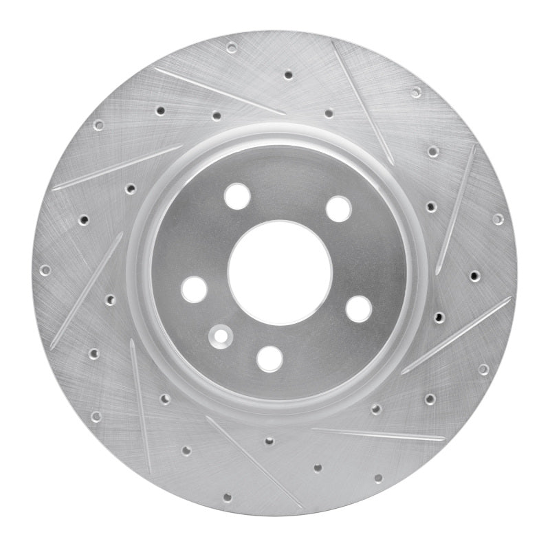 R1 Concepts R1 12-21 Tesla Model X Front Right Drilled & Slotted Silver Brake Rotor