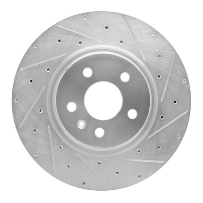 R1 Concepts R1 12-21 Tesla Model X Front Right Drilled & Slotted Silver Brake Rotor
