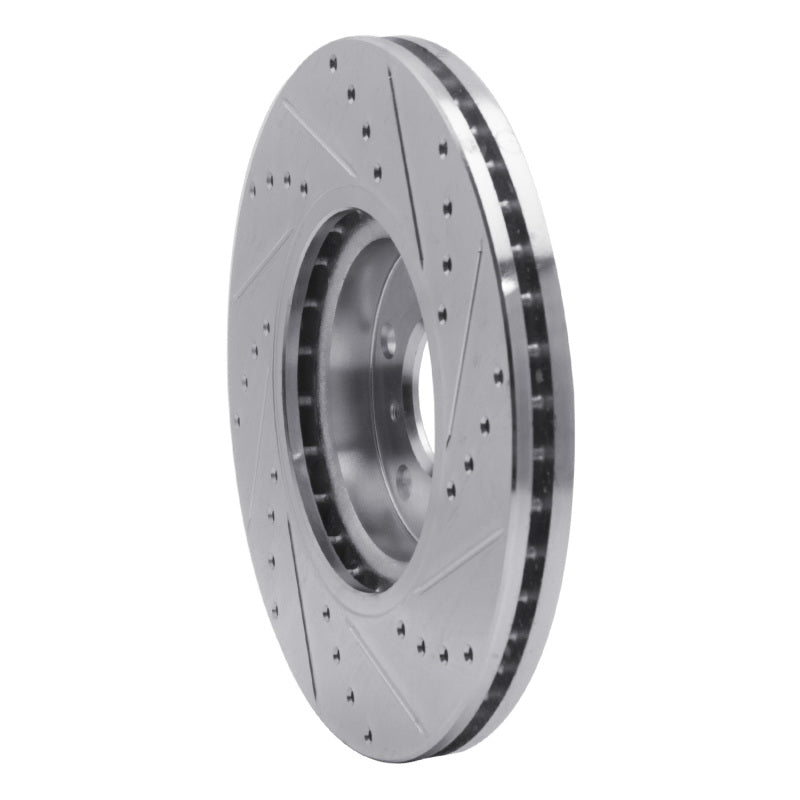 R1 Concepts R1 09-23 Nissan 370Z Front Left Drilled & Slotted Silver Brake Rotor