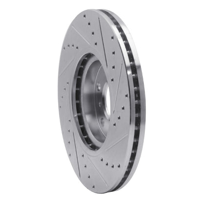 R1 Concepts R1 09-23 Nissan 370Z Front Left Drilled & Slotted Silver Brake Rotor