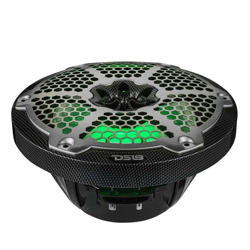 DS18 NXL-M Series Speaker w/ RGB LED Lights 8in 2-Way 125 Watts RMS 4 ohm Black Crbn Fiber w/ Cover