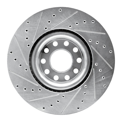 R1 Concepts R1 99-04 Audi S6 Front Right Drilled & Slotted Silver Brake Rotor