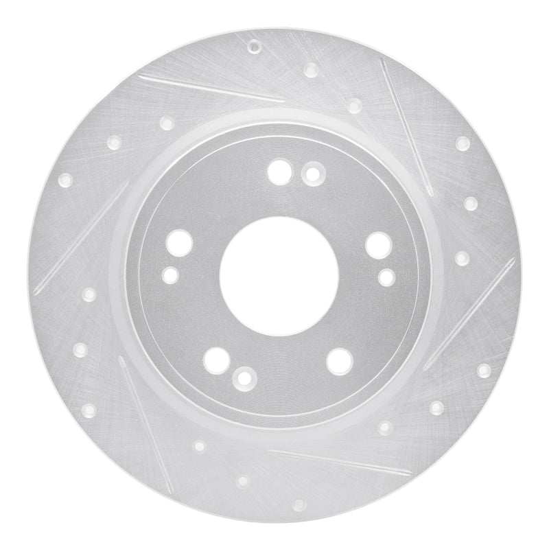 R1 Concepts R1 16-16 Honda CR-Z Rear Right Drilled & Slotted Silver Brake Rotor