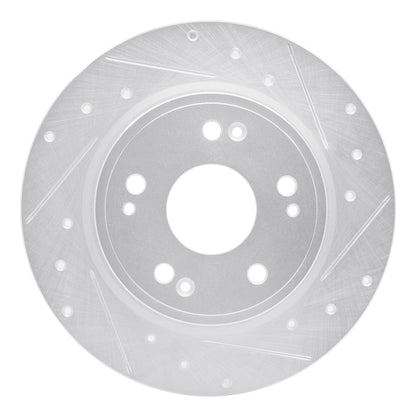 R1 Concepts R1 16-16 Honda CR-Z Rear Right Drilled & Slotted Silver Brake Rotor