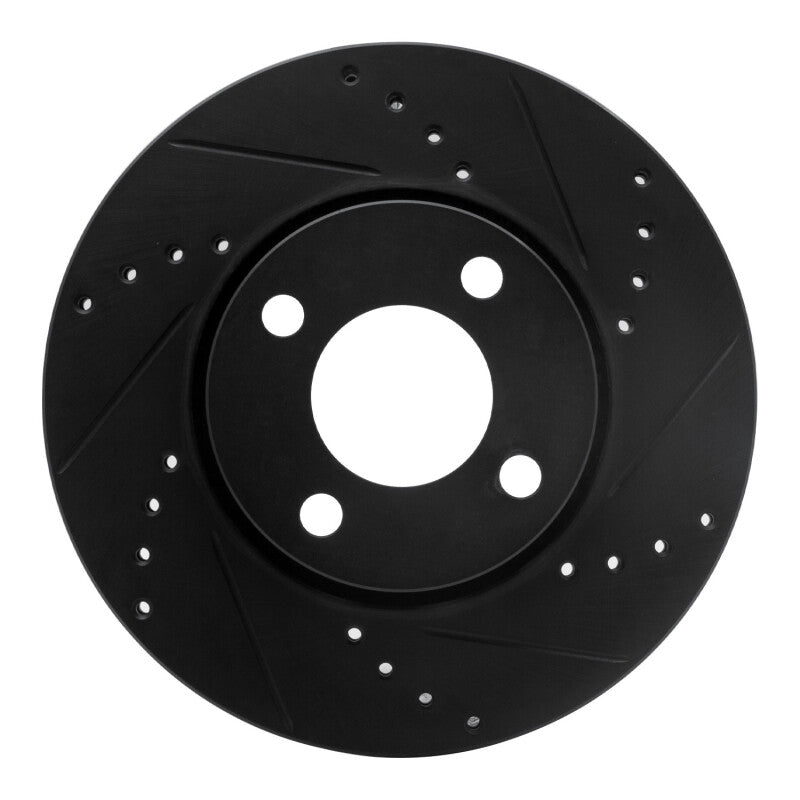R1 Concepts R1 90-98 Audi Cabriolet Front Right Drilled & Slotted Black Brake Rotor