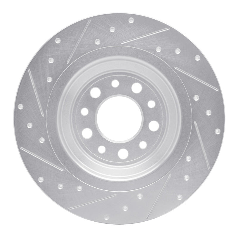 R1 Concepts R1 14-23 Jeep Cherokee Rear Right Drilled & Slotted Silver Brake Rotor
