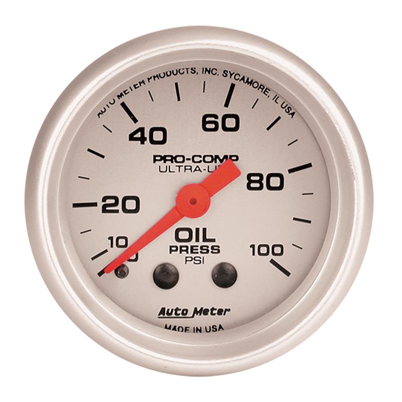 Autometer Ultra-Lite 52mm 0-100 PSI Mechanical Oil Pressure Gauge