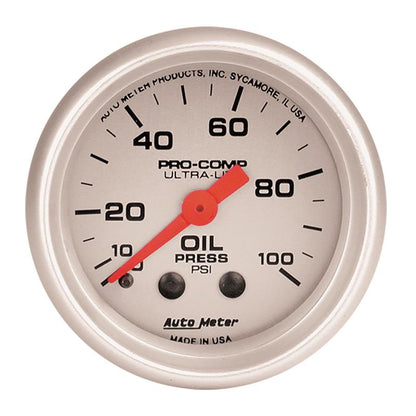 Autometer Ultra-Lite 52mm 0-100 PSI Mechanical Oil Pressure Gauge
