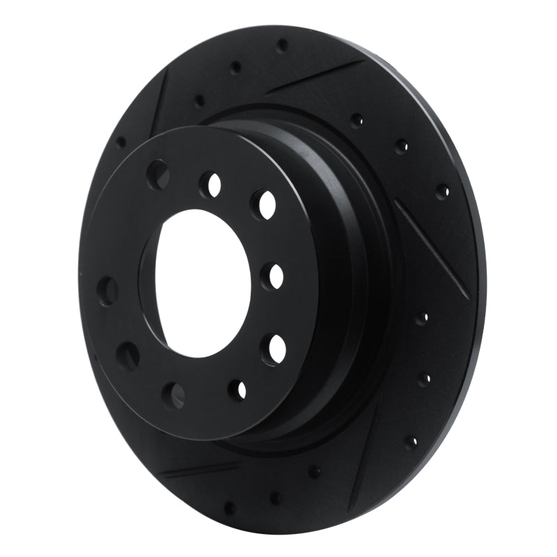 R1 Concepts R1 69-81 BMW 2500 Rear Left Drilled & Slotted Black Brake Rotor