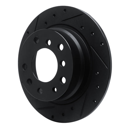 R1 Concepts R1 69-81 BMW 2500 Rear Left Drilled & Slotted Black Brake Rotor
