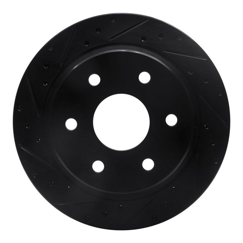 R1 Concepts R1 00-14 Cadillac Escalade EXT Rear Left Drilled & Slotted Black Brake Rotor