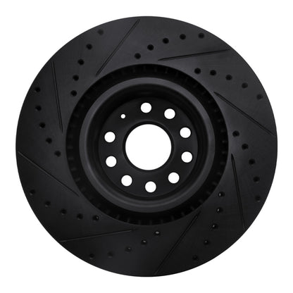 R1 Concepts R1 06-13 Audi S3 (Mexico) Front Right Drilled & Slotted Black Brake Rotor