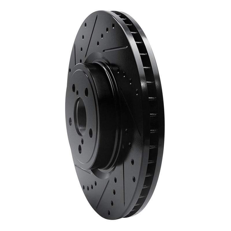 R1 Concepts R1 05-18 Subaru Outback Front Left Drilled & Slotted Black Brake Rotor