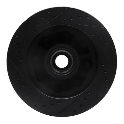 R1 Concepts R1 01-02 Chevrolet Express 3500 Front Right Drilled & Slotted Black Brake Rotor